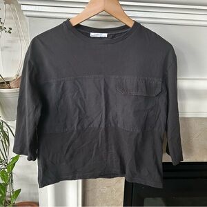 Zara Black Panel Cropped T-Shirt